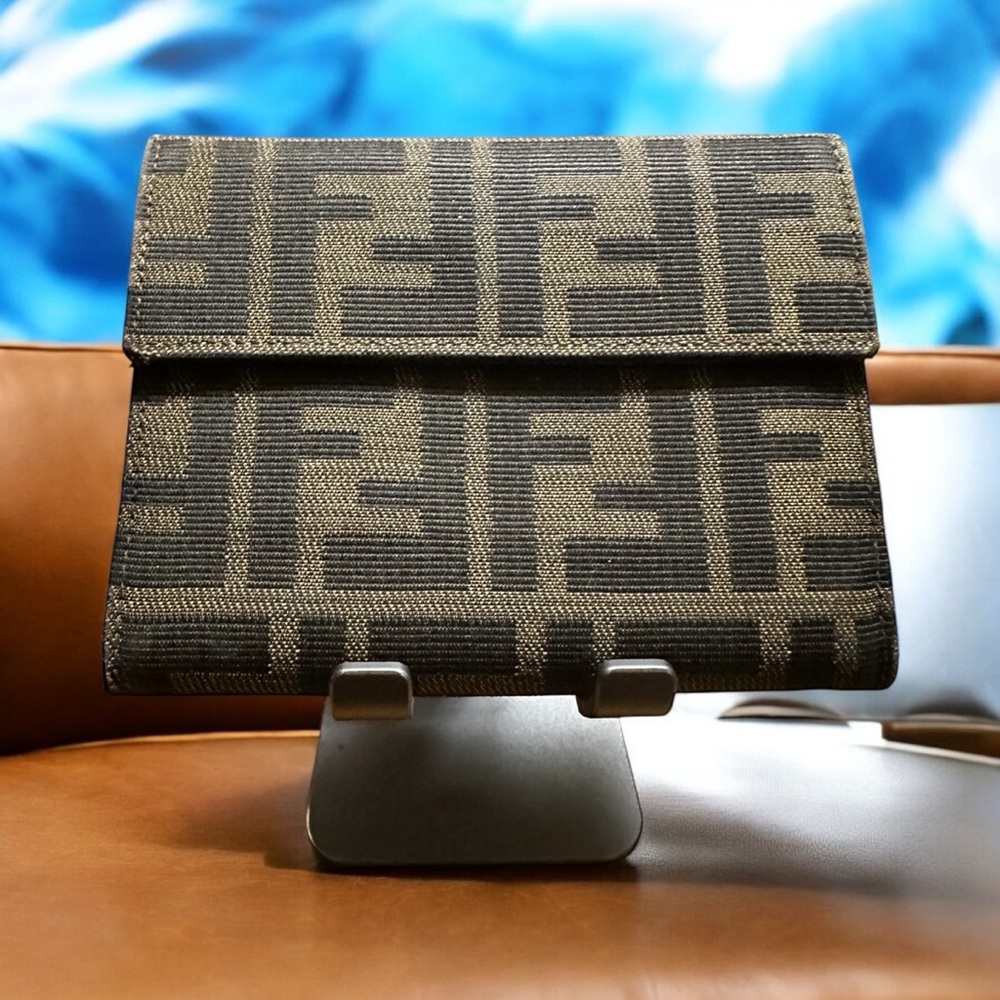 Fendi Brown Canvas Compact Wallet - Picture 1 of 9